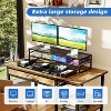 Simple Trending 2 Tier Metal Monitor Stand Riser with USB 2.0 and Charging Port With Two Drawer Storage and Reusable Cable Ties, Black - 3 of 4