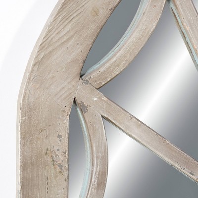 Cream Wood Arched Full Length Window Pane Mirror