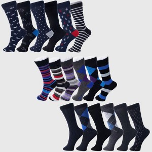 Alpine Swiss Mens Cotton 18 Pack Dress Socks Solid Ribbed Argyle Shoe Size 6-12 - 1 of 4