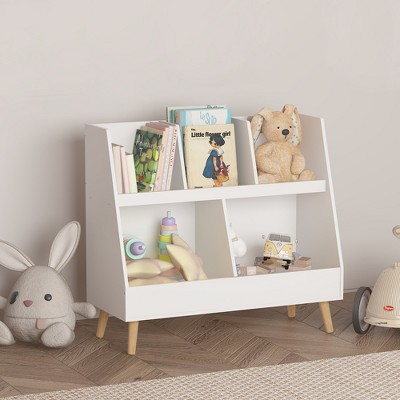GlasFlength Decorative Bookshelf Creative and Unique Styling, Multifunctional Storage with Open Display Bookshelves, White,31.5”*13.38”*28.54"