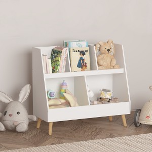 GlasFlength Decorative Bookshelf Creative and Unique Styling, Multifunctional Storage with Open Display Bookshelves, White,31.5”*13.38”*28.54" - 1 of 4
