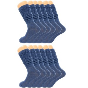 Women’s Slouch Scrunch Socks 12 Pairs Cotton Knee-High Shoe Size 5-10 - 1 of 4