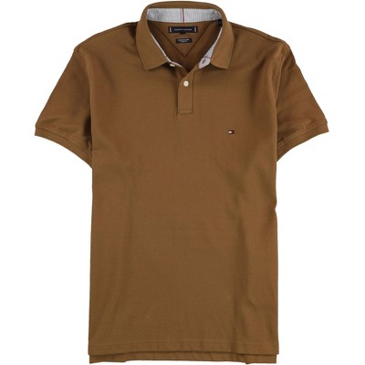 Tommy Hilfiger Mens Cotton Polo Shirt, Brown, X-Large
