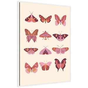 Kate & Laurel All Things Decor 28"x38" Sylvie Vintage Retro Boho Butterflies Framed Canvas by Honey Island Studio White - 1 of 4
