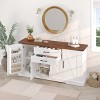 Bella Depot 63" Farmhouse Barn Door Storage Cabinet with 2 Drawers & Door Rack, Large Buffet Table Coffee Bar Cabinets with Adjustable Shelves - 2 of 4