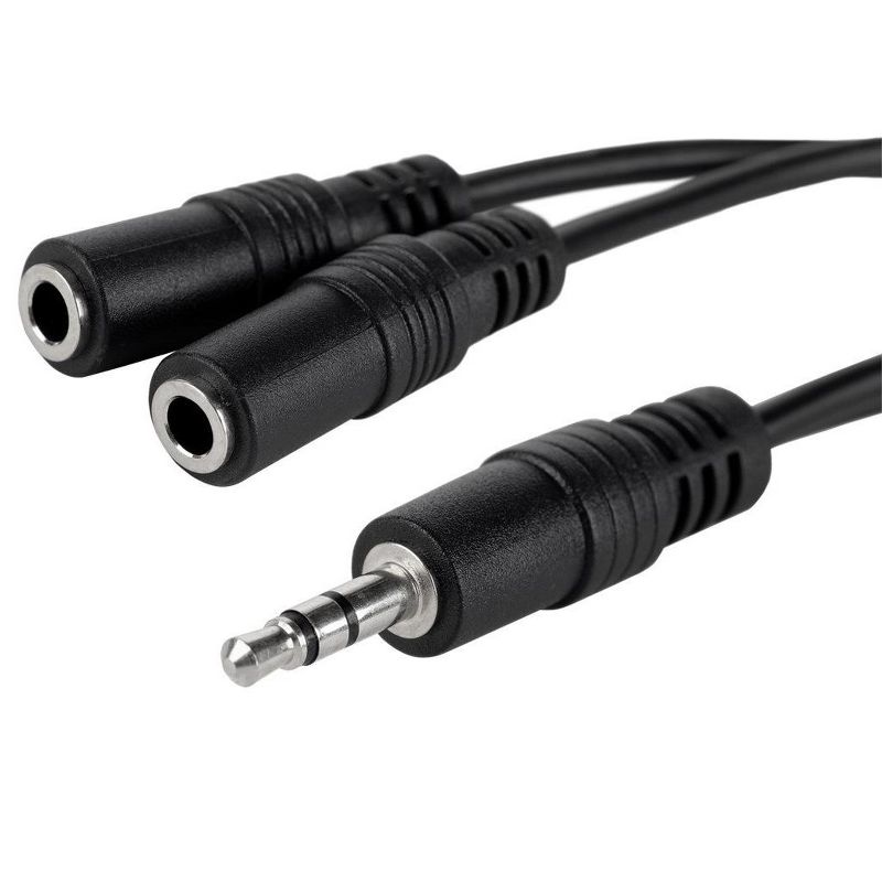 Monoprice Audio/Stereo Splitter Cable - 0.5 Feet - Black | 3.5mm Stereo Plug/Two 3.5mm Stereo Jack, 2 of 4