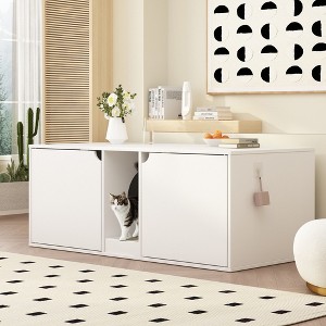 Famapy Minimalist Dual Space Cat Cabinet Magnetic Door Separate Litter Collection - 1 of 4