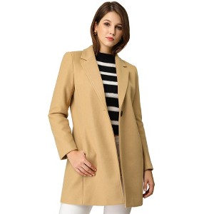 INSPIRE CHIC Women's Regular Fit Notched Lapel Long Sleeve Buttoned Classic Coat - 1 of 4