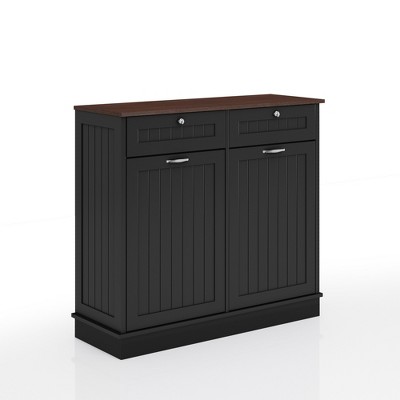 APRILSOUL 40 in. Storage Cabinet, Tilt Out 10 Gallon Garbage Can Cabinet, Dog Proof Trash Bin