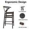 Lirago Solid Wood Stool Mid Century Kitchen Island Stool Fully Assembled No Formaldehyde 350LBS Capacity Eco Friendly Black - 3 of 4