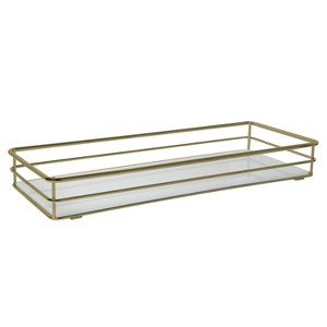 ELLE DECOR Vanity Tray with Mirror Gold : Microfiber, Machine Washable, Non-Slip Backing - 1 of 4