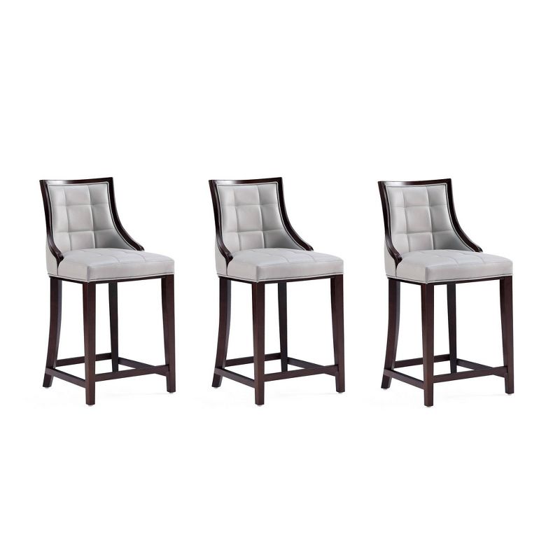Set of 3 Fifth Avenue Upholstered Beech Wood Faux Leather Counter Height Barstools - Manhattan Comfort, 1 of 13