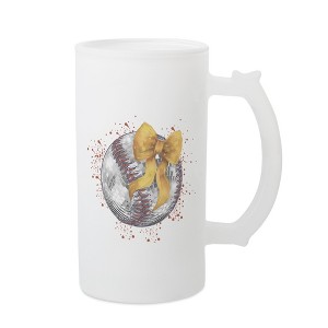 Elanze Designs Freezable Beer Stein Mug With Thumb Grip Handle, 16 Ounce Frosted Glass, Baseball Red Paint Splatter - 1 of 1