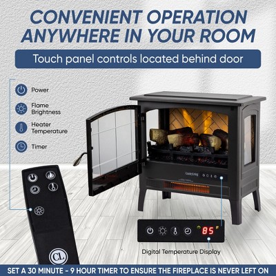 Navy Blue Freestanding Electric Fireplace Stove with Mantel