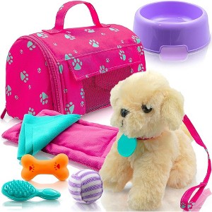 Plush Stuffed Puppy Dog 9 PCS Set for Baby Doll Accessories Fits for 18’’ American Girl Dolls - Play22Usa - 1 of 4