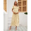 Maternity Square Neck Short Sleeve Dress Summer Smocked Waist Ruffle Boho Maxi Dress Baby Shower Photoshoot - 3 of 4