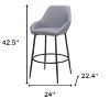 HomeRoots Set of Two 30" Gray And Black Fabric And Steel Bar Height Bar Chairs - 3 of 4