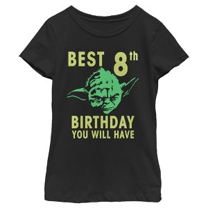 Girl's Star Wars Yoda Best 8th Birthday You Will Have Stencil T-Shirt - 1 of 3