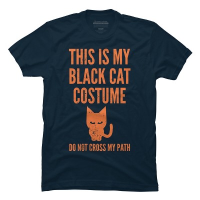 Men's Design By Humans Halloween Introvert Black Cat Costume By Commykaze T-Shirt