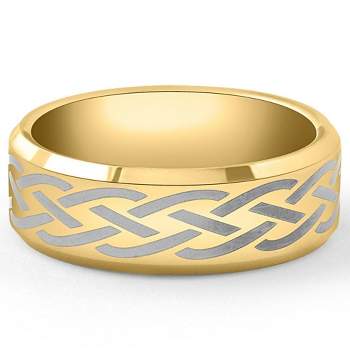 Pompeii3 Men's Gold Plated Tungsten Ring Celtic Laser 8mm Wedding Band