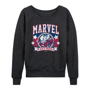Women's - Marvel - Collegiate Americana Lightweight French Terry Wide Neck Long Sleeve Shirt - 1 of 4