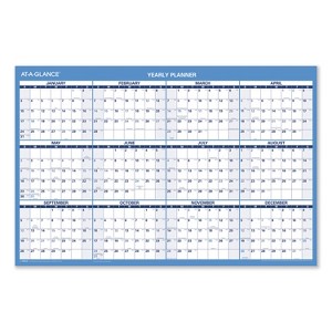 Horizontal Reversible/Erasable Wall Planner, 36 x 24, White/Blue Sheets, 12-Month (Jan to Dec): 2026 - 1 of 4