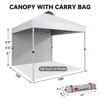 Canopy Tent 10x10 Ft, Pop Up Tent Canopy with 1 Sidewall & Vented Top, Tent with Patented Center Lock, Adjustable Legs, Wheeled Carry Bag - 2 of 4