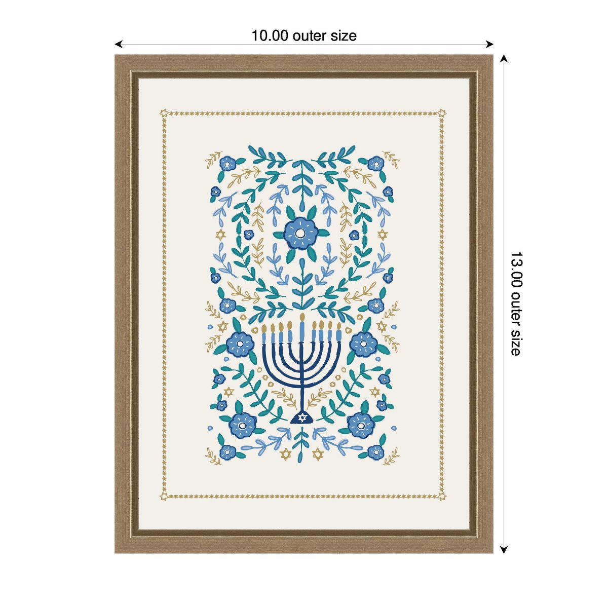 Kate and Laurel VYD Hanukkah Garden by Vicky Yorke Framed Canvas Wall Art Print, Sylvie Dark Gold, 10x13 - thumbnail 2