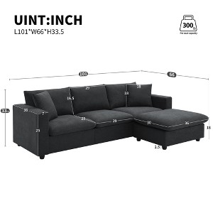 UPHA 4-Seat Sectional Sofa Polyester Fabric Couch Set with Convertible Ottoman for Living Room - 1 of 4