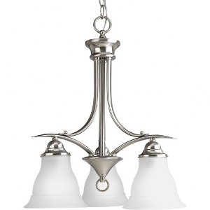 Progress Lighting Trinity 3-Light Chandelier, Brushed Nickel, Etched Glass Shade - 1 of 2