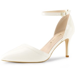 Allegra K Women's Pointed Toe Ankle Strap Stiletto Dress Heels Pumps - 1 of 4