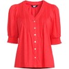 Lands' End Women's Button Pintuck Puff Sleeve Top - 3 of 3