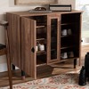 2 Door Valina Wood Entryway Shoe Storage Cabinet Brown - Baxton Studio: Oak Finish, Ventilated, 4 Shelves - 3 of 4