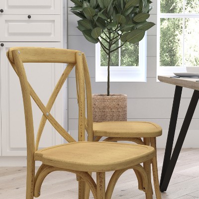 Natural Ash Wood High Cross Back Bistro Side Chair