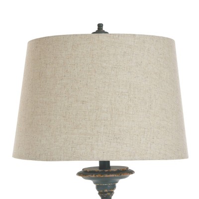 Avignon Blue and White 64" 3-Way Floor Lamp with Fabric Shade