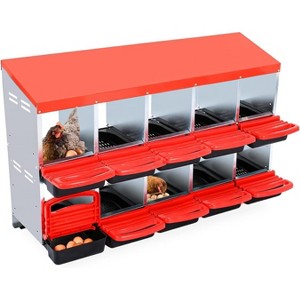 Coucheta Metal Nesting Boxes for Chickens, 8 Hole Roll Away Chicken Laying Boxes for Hens with Lid Cover, Protect Eggs, Easy Egg Collection & Clean - 1 of 4