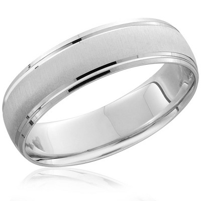 Pompeii3 Mens 950 Platinum 6mm Brushed Wedding Band Ring