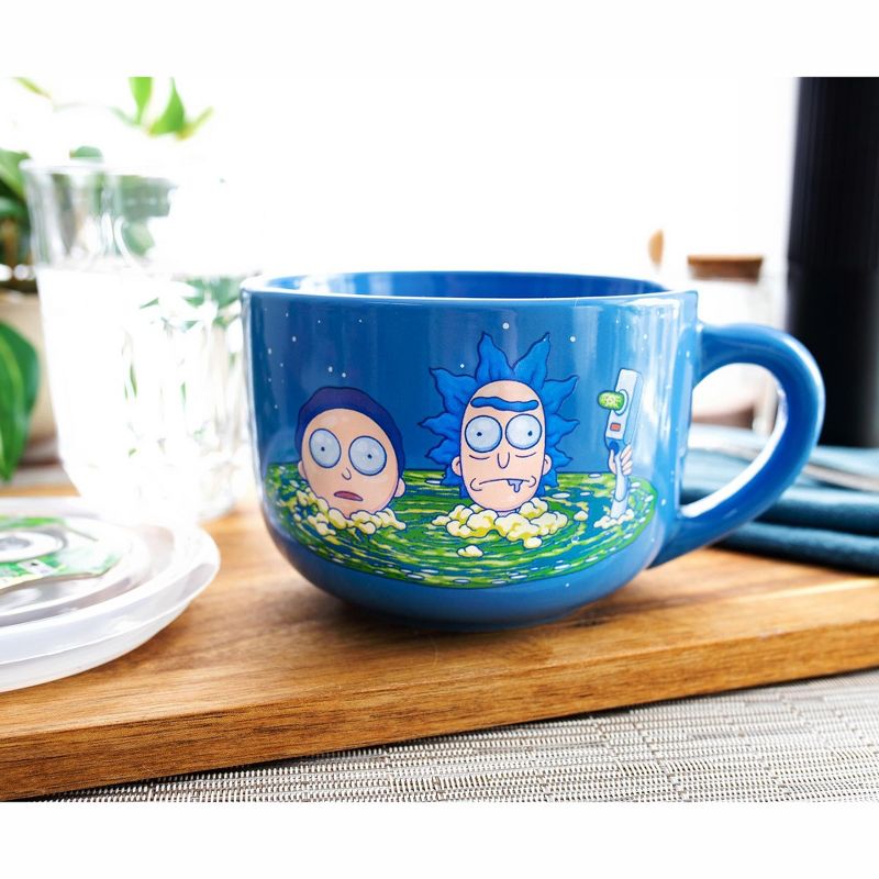 Silver Buffalo Rick and Morty Portal Heads Ceramic Soup Mug With Lid | Holds 24 Ounces, 5 of 7