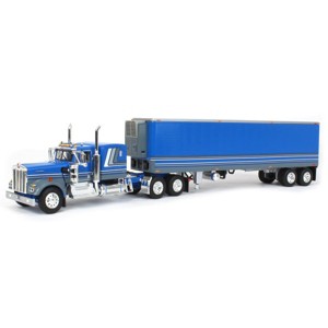 First Gear DCP 1/64 Blue Kenworth W900A 60" Flat Top Sleeper w/ 40ft Vintage Reefer Trailer 60-1688 - 1 of 4