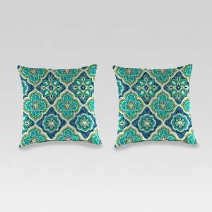 Outdoor Set of 2 Accessory Toss Pillows - Turquoise/Blue - Jordan Manufacturing