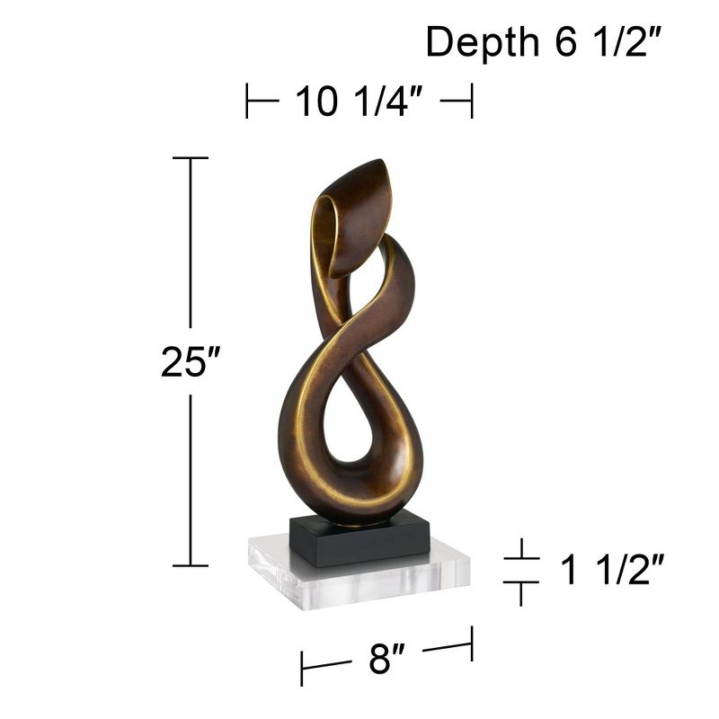Studio 55D Open Infinity 25" High Gold Sculpture With 8" Square Riser, 4 of 7