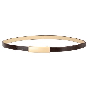 INSPIRE CHIC Women's Skinny Faux Leather Gold Buckle Adjustable Cinch Waistband - 1 of 4
