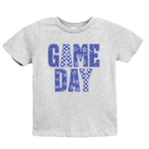 Game Day Blue Checkered - Kids Youth Short Sleeve Graphic T-Shirt and Toddler Short Sleeve Graphic T-Shirt - 1 of 3
