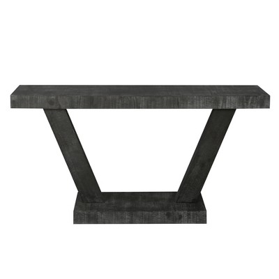 VYNXARIA Rustic Black Coffee Table with Distressed Wood Finish
