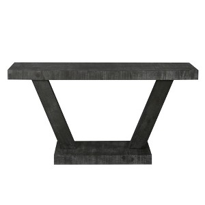 VYNXARIA Rustic Black Coffee Table with Distressed Wood Finish - 1 of 4