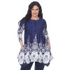 Women's Plus Size 3/4 Sleeve Printed Dulce Tunic Top - White Mark - 2 of 4