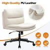 Office Chair Armless Desk Chair with Wheels, PU Padded Wide Seat Home Office Chair, 120° Rocking Mid Back Cute Computer Chair for Bedroom-The Pop Home - 2 of 4