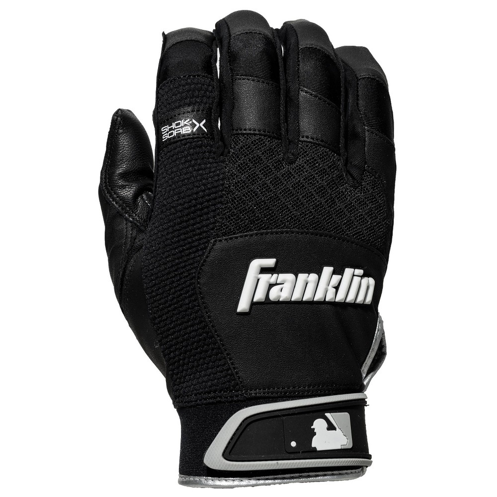 Franklin Sports Adult Shok-Sorb X Batting Gloves Black - M