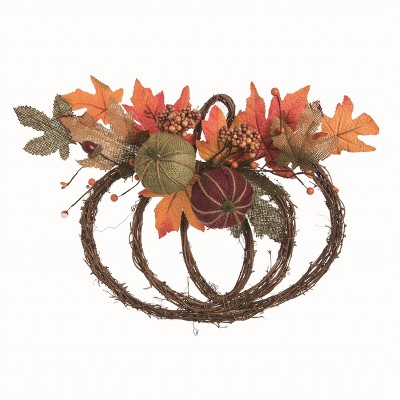 Transpac Fabric Orange Harvest Pumpkin with Felt Accents Decor