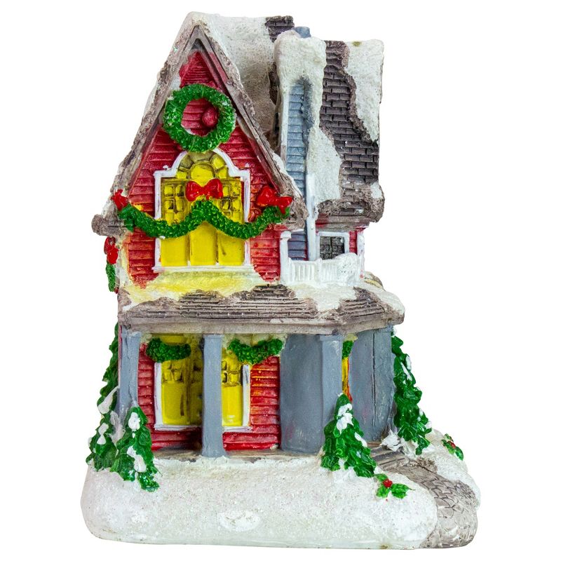 Northlight 5" Red LED Lighted Snowy House Christmas Village Decoration, 4 of 6